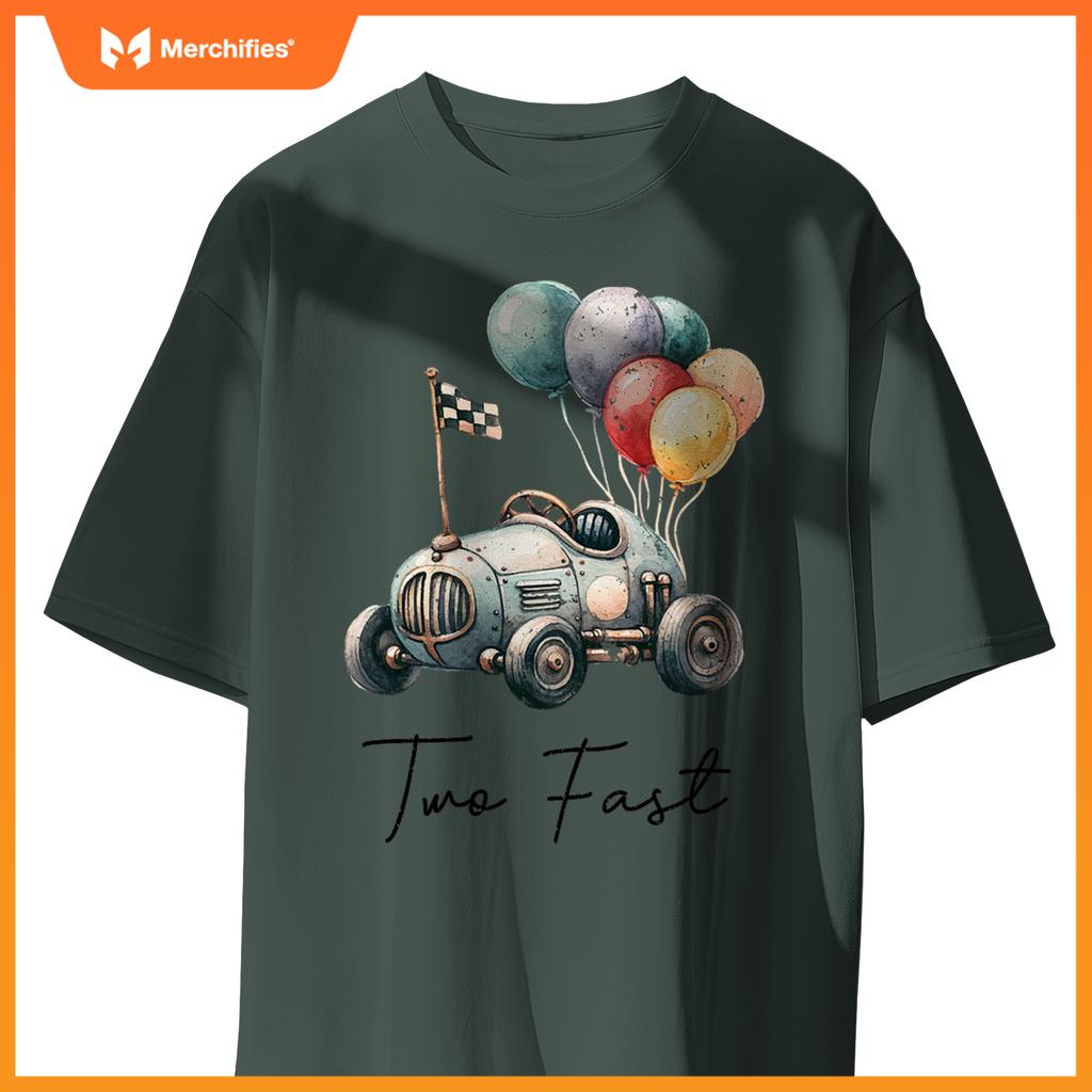Two Fast 2 Curious 2Nd Birthday Two Years Old Car Racing Kid T-Shirt