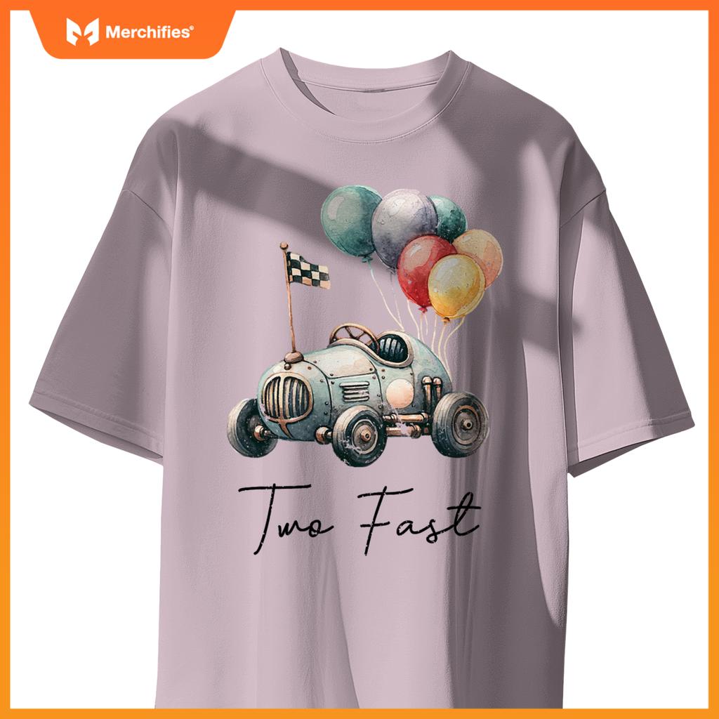 Two Fast 2 Curious 2Nd Birthday Two Years Old Car Racing Kid T-Shirt