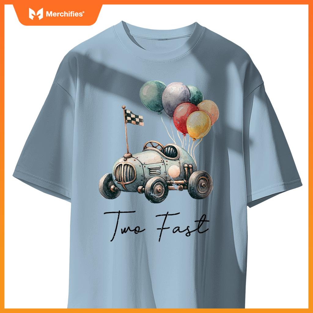 Two Fast 2 Curious 2Nd Birthday Two Years Old Car Racing Kid T-Shirt