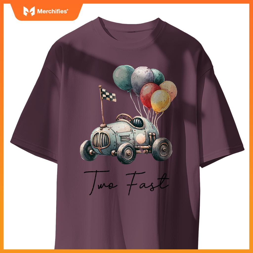 Two Fast 2 Curious 2Nd Birthday Two Years Old Car Racing Kid T-Shirt