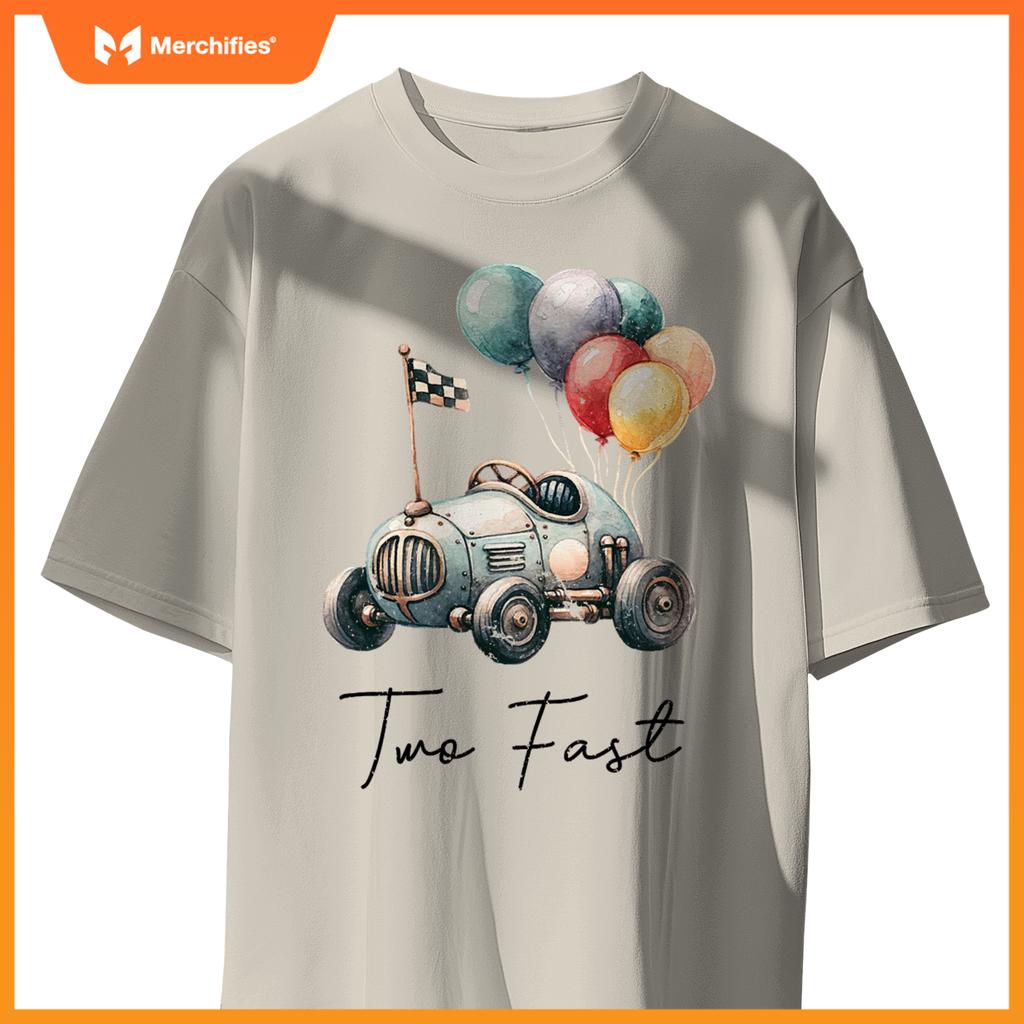 Two Fast 2 Curious 2Nd Birthday Two Years Old Car Racing Kid T-Shirt