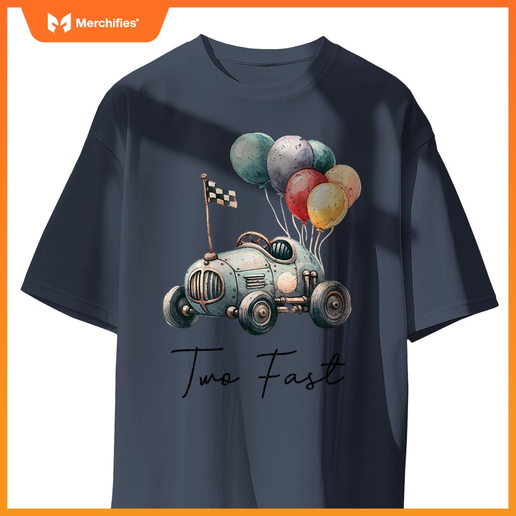 Two Fast 2 Curious 2Nd Birthday Two Years Old Car Racing Kid T-Shirt