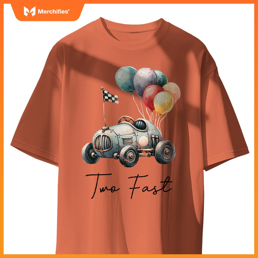 Two Fast 2 Curious 2Nd Birthday Two Years Old Car Racing Kid T-Shirt