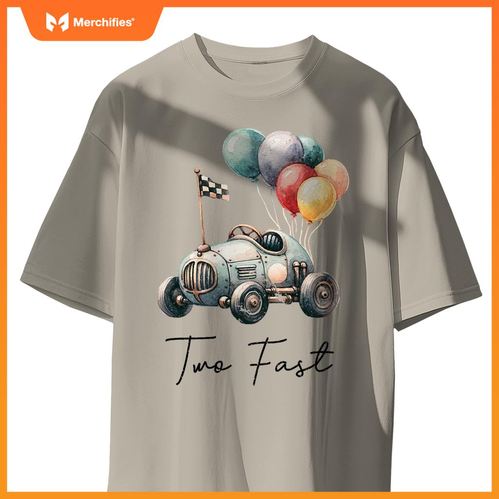Two Fast 2 Curious 2Nd Birthday Two Years Old Car Racing Kid T-Shirt
