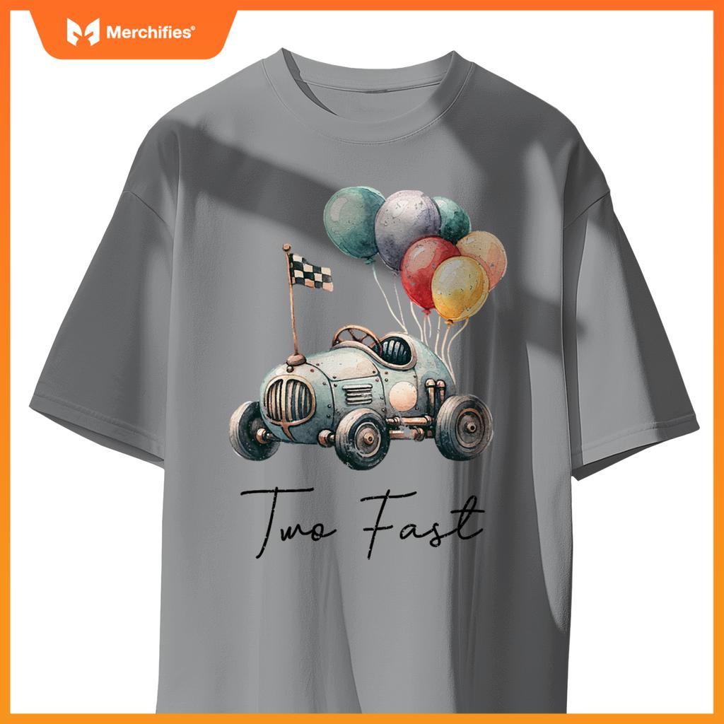 Two Fast 2 Curious 2Nd Birthday Two Years Old Car Racing Kid T-Shirt