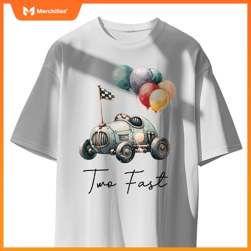 Two Fast 2 Curious 2Nd Birthday Two Years Old Car Racing Kid T-Shirt