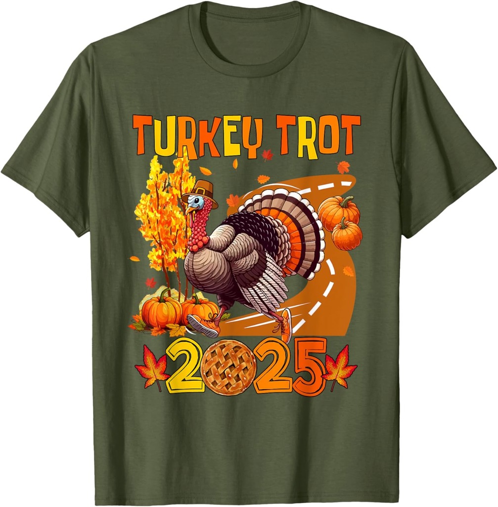 Turkey Trot 2025 Thanksgiving Autumn Turkey Running Runner T-Shirt