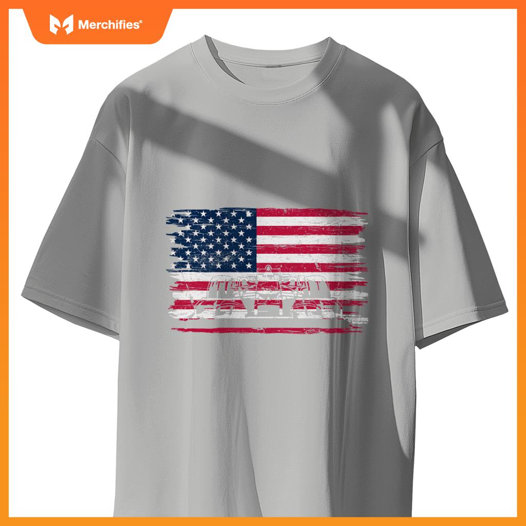 Us Flag Patriot Mula Racing Lovers Car Fan T-Shirt