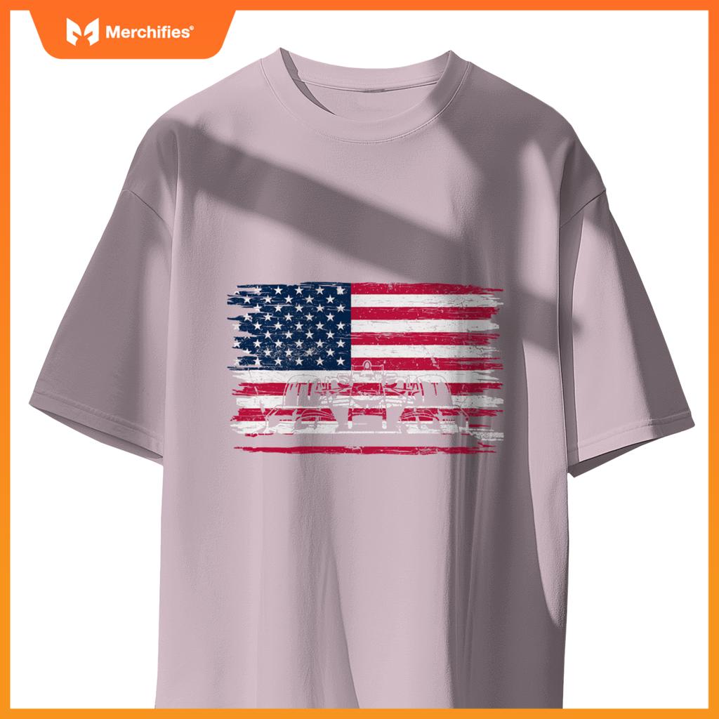 Us Flag Patriot Mula Racing Lovers Car Fan T-Shirt