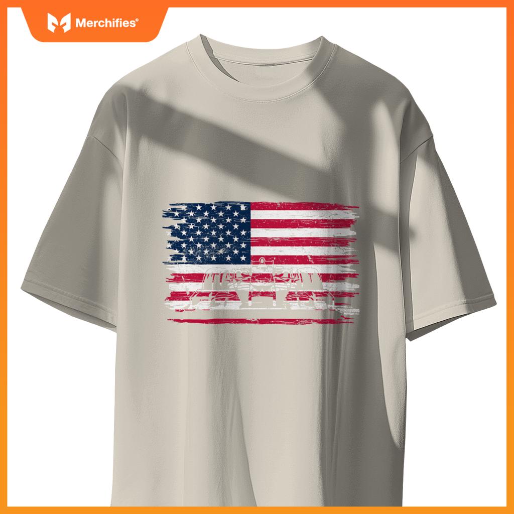Us Flag Patriot Mula Racing Lovers Car Fan T-Shirt