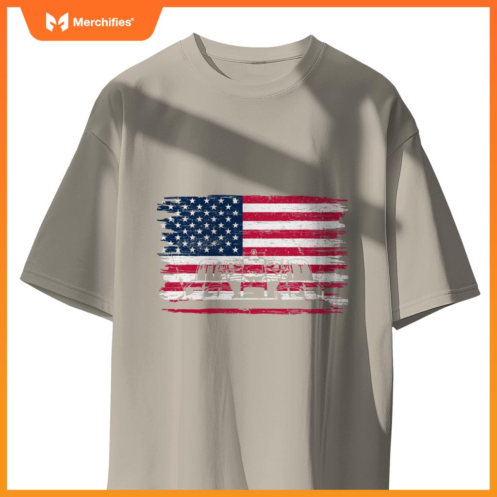 Us Flag Patriot Mula Racing Lovers Car Fan T-Shirt