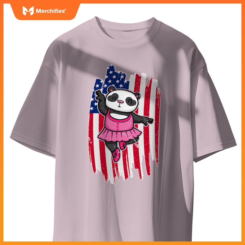 Usa flag ballerina panda 4th of july  patriotic ballet T-Shirt