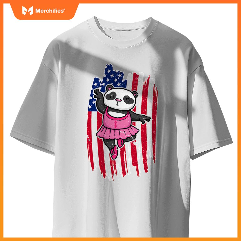 Usa flag ballerina panda 4th of july  patriotic ballet T-Shirt
