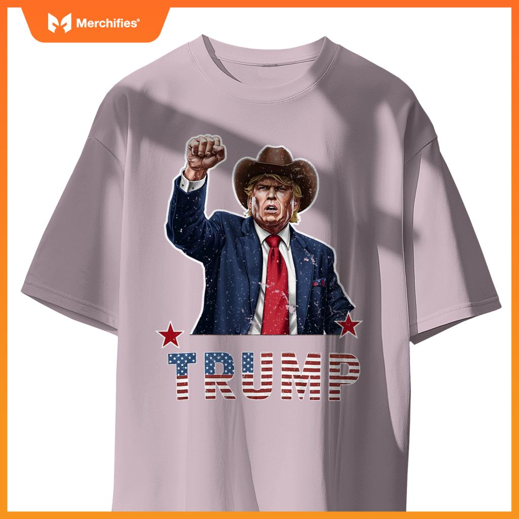 Western cowboy hat donal trump american flag patriotic T-Shirt