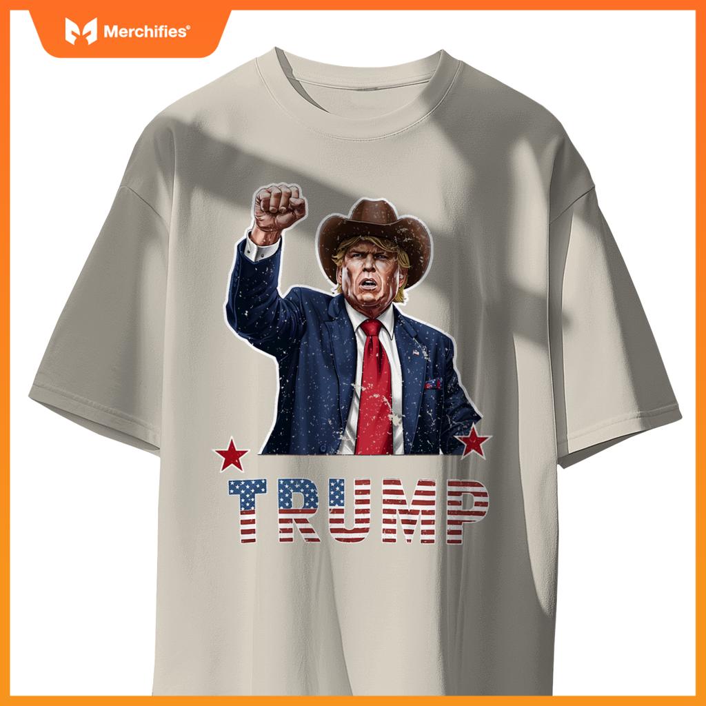 Western cowboy hat donal trump american flag patriotic T-Shirt
