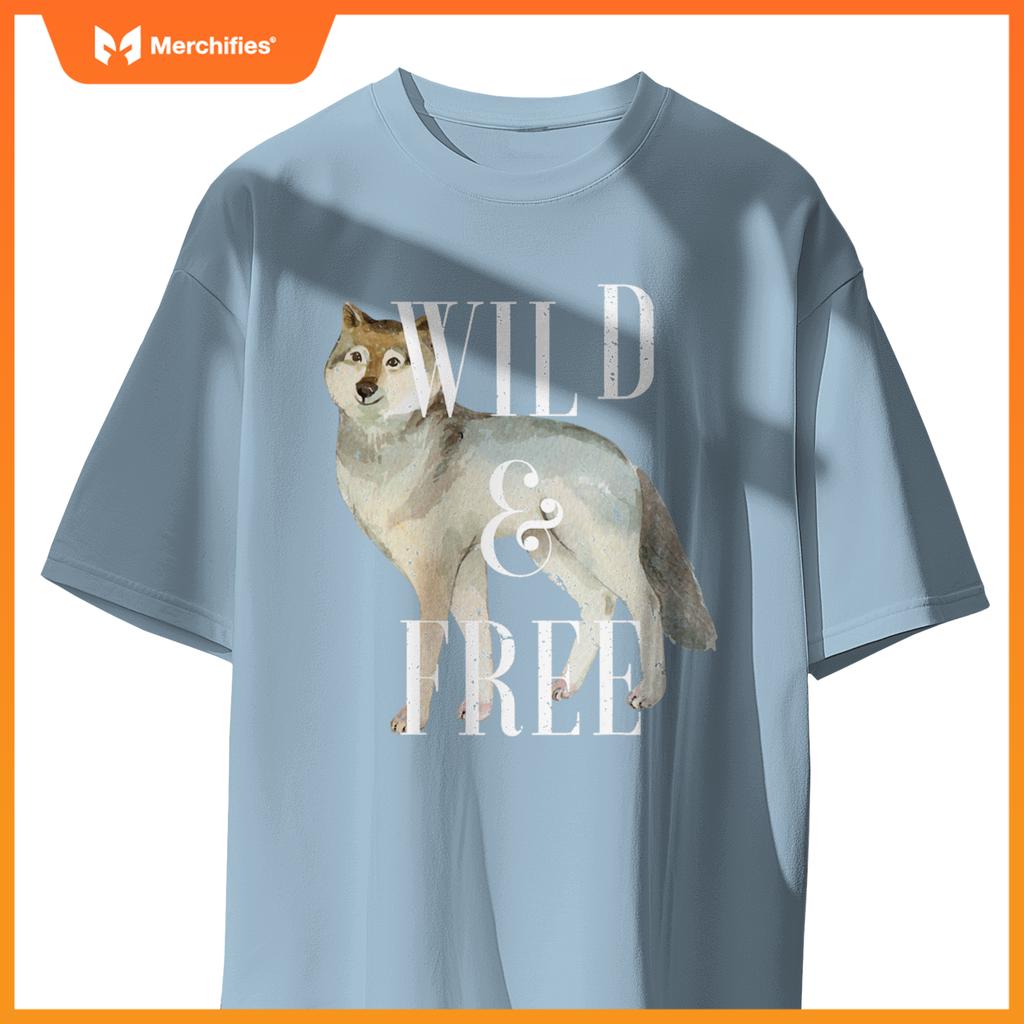 Wild And Free Gray Wolf Lover Attitude Sourn Sacred Dog T-Shirt