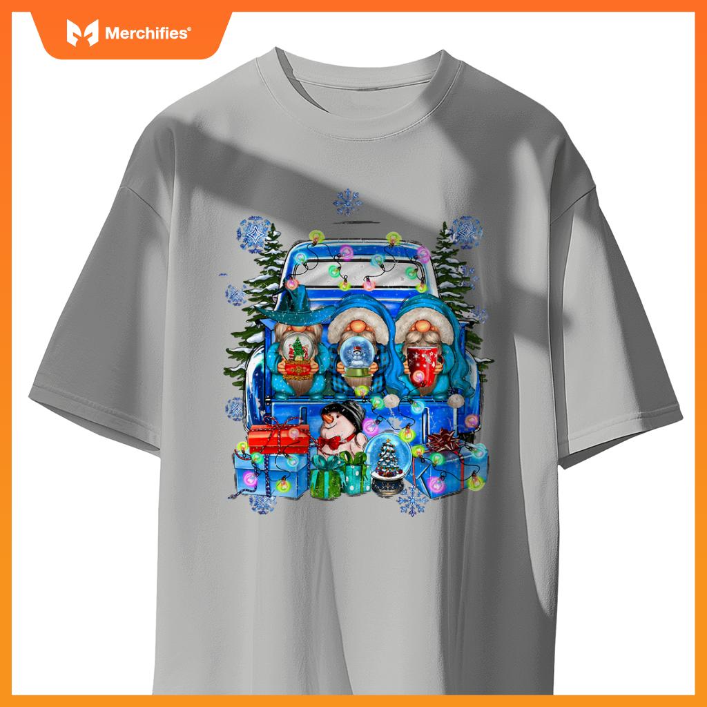 Winter Gnomes And Snowman With Truck Merry Christmas S T-Shirt