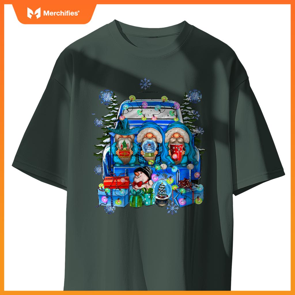 Winter Gnomes And Snowman With Truck Merry Christmas S T-Shirt