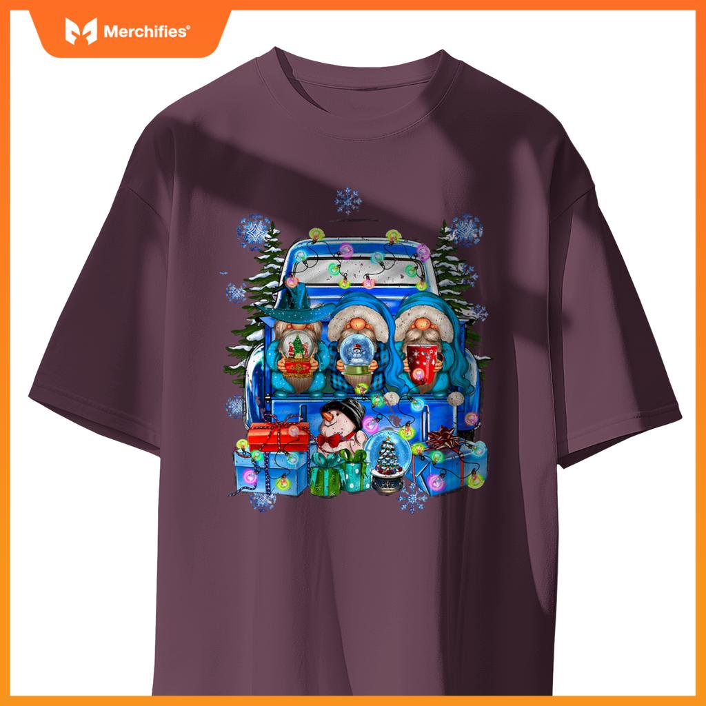Winter Gnomes And Snowman With Truck Merry Christmas S T-Shirt