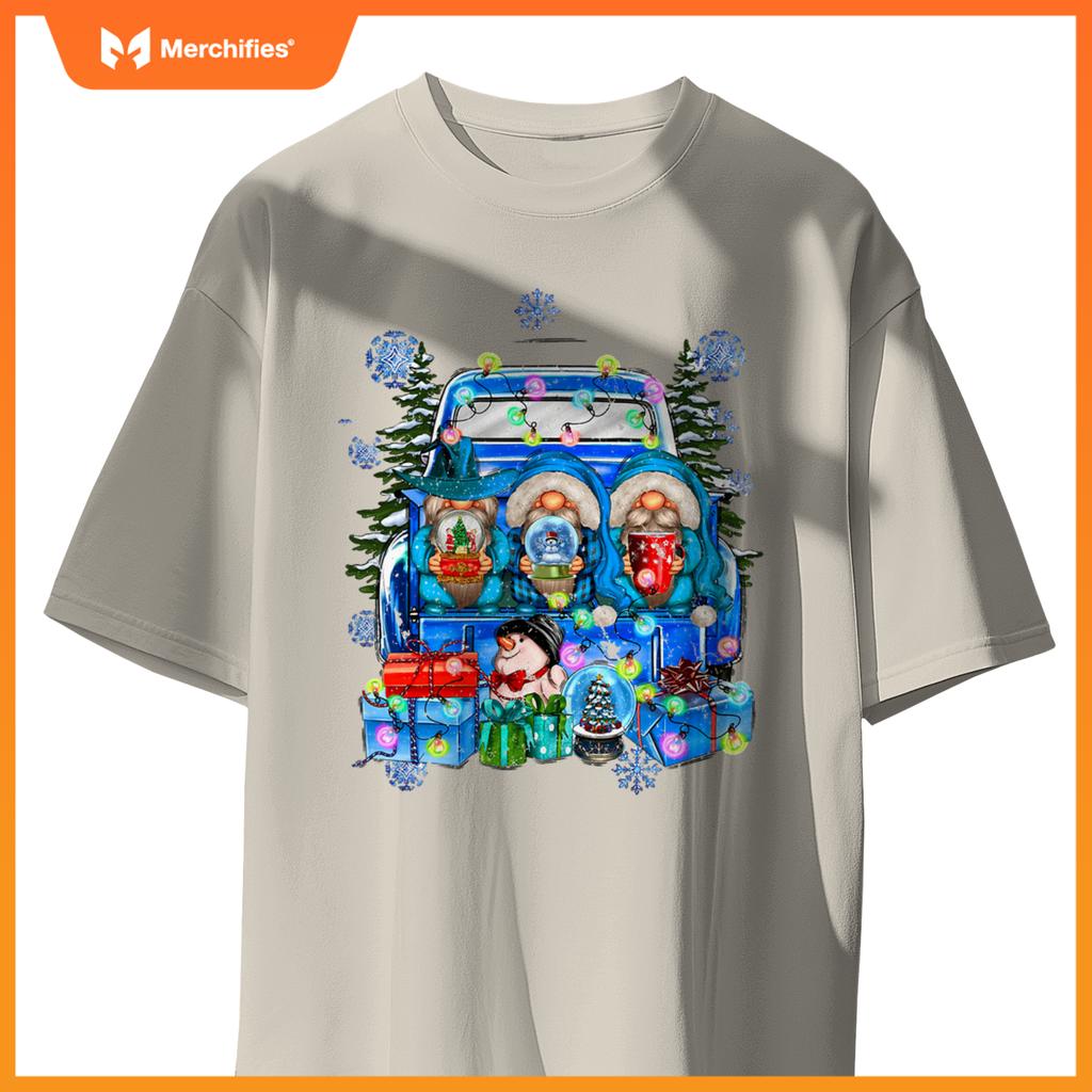 Winter Gnomes And Snowman With Truck Merry Christmas S T-Shirt