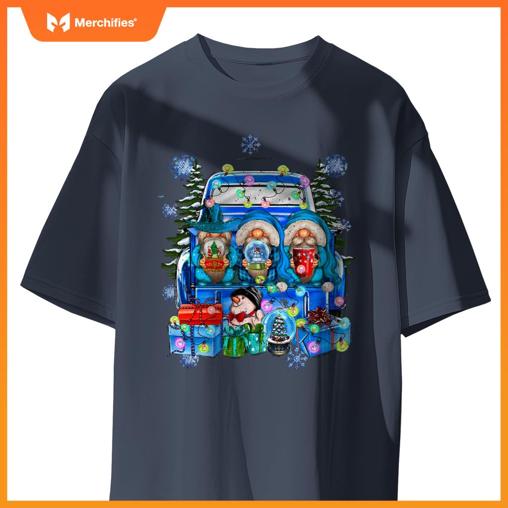 Winter Gnomes And Snowman With Truck Merry Christmas S T-Shirt
