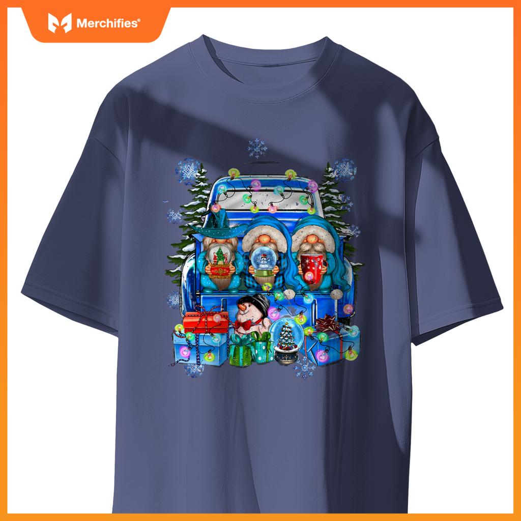 Winter Gnomes And Snowman With Truck Merry Christmas S T-Shirt