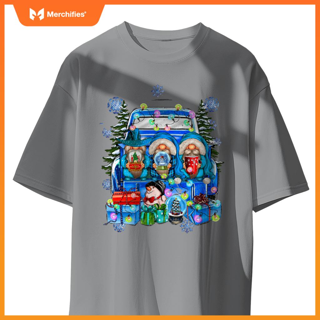 Winter Gnomes And Snowman With Truck Merry Christmas S T-Shirt