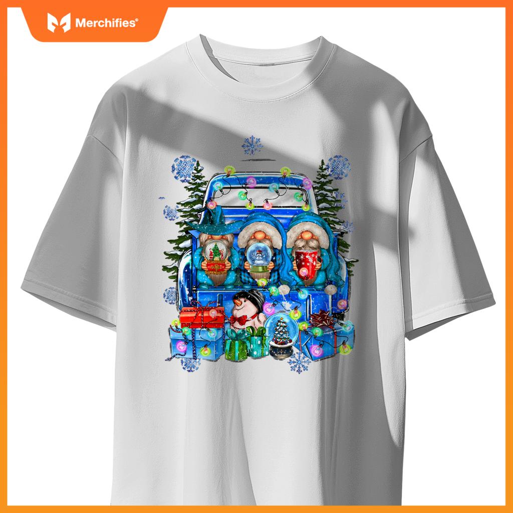 Winter Gnomes And Snowman With Truck Merry Christmas S T-Shirt
