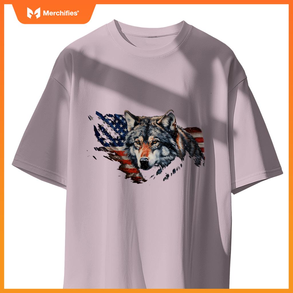 Wolf american flag usa  4th of july patriotic wolf T-Shirt