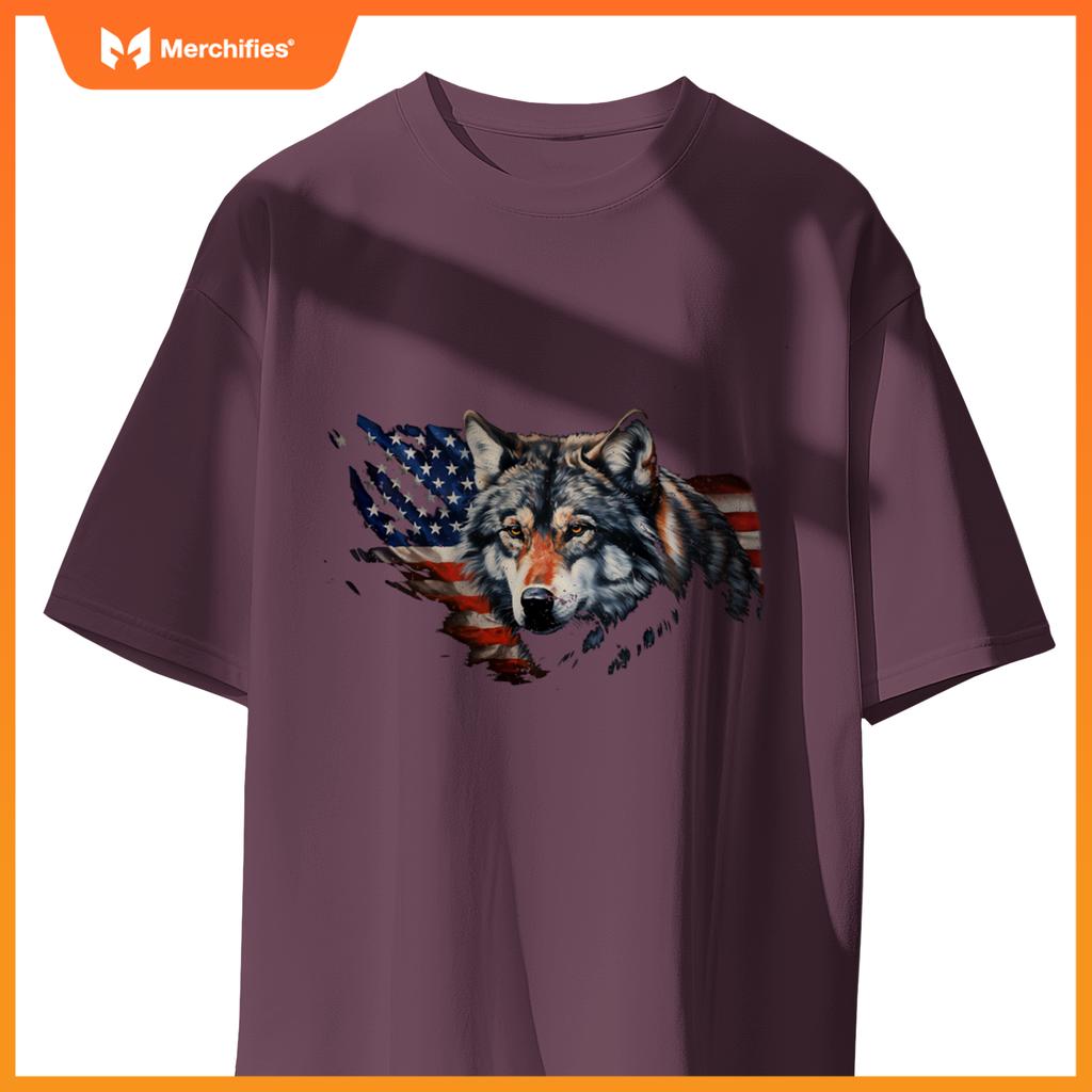 Wolf american flag usa  4th of july patriotic wolf T-Shirt