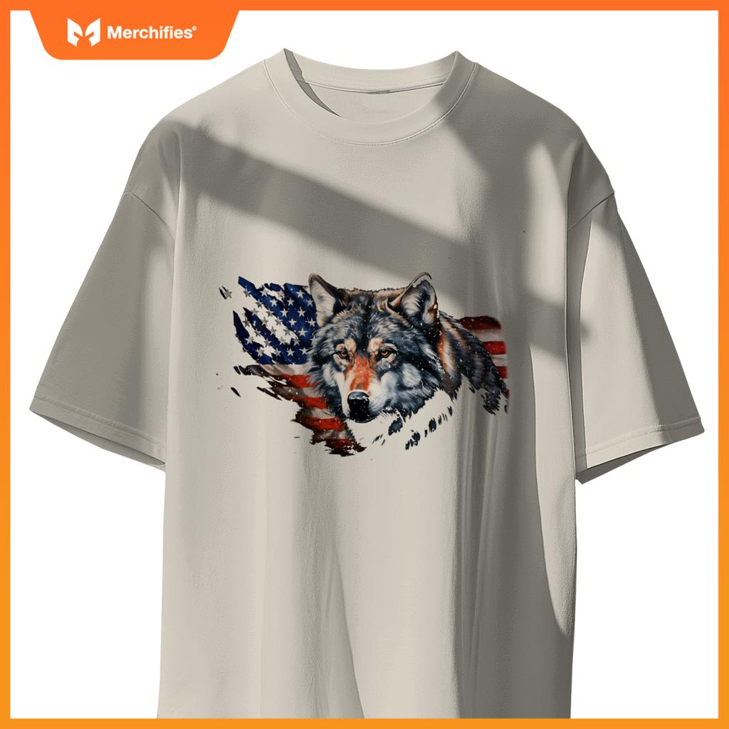 Wolf american flag usa  4th of july patriotic wolf T-Shirt