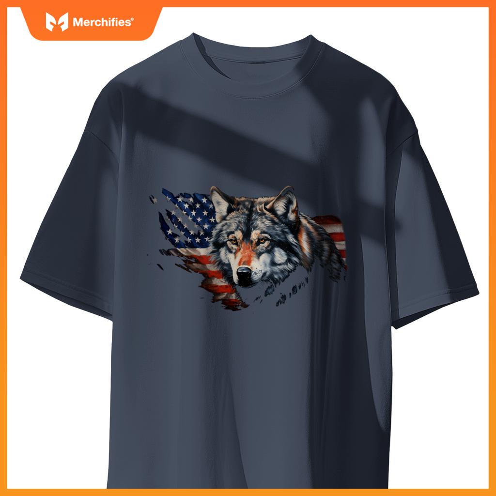 Wolf american flag usa  4th of july patriotic wolf T-Shirt
