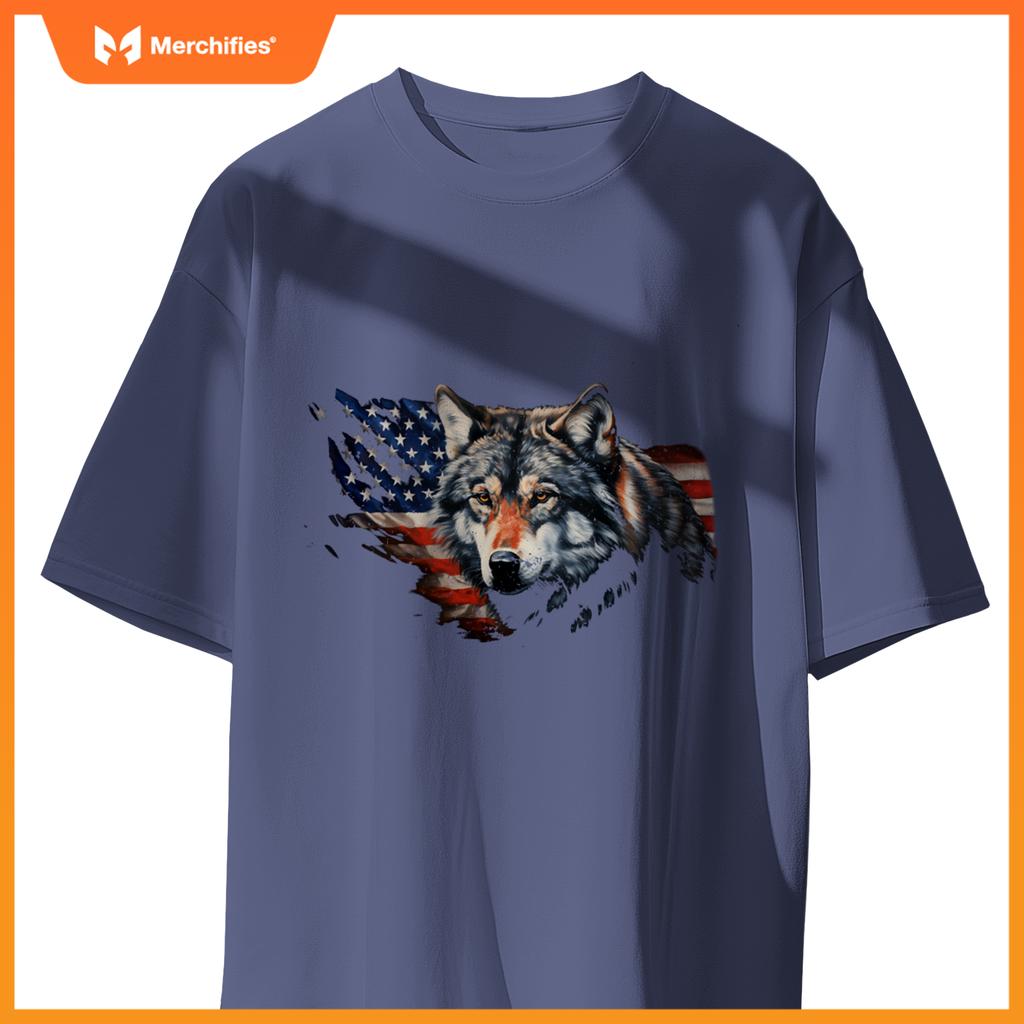 Wolf american flag usa  4th of july patriotic wolf T-Shirt