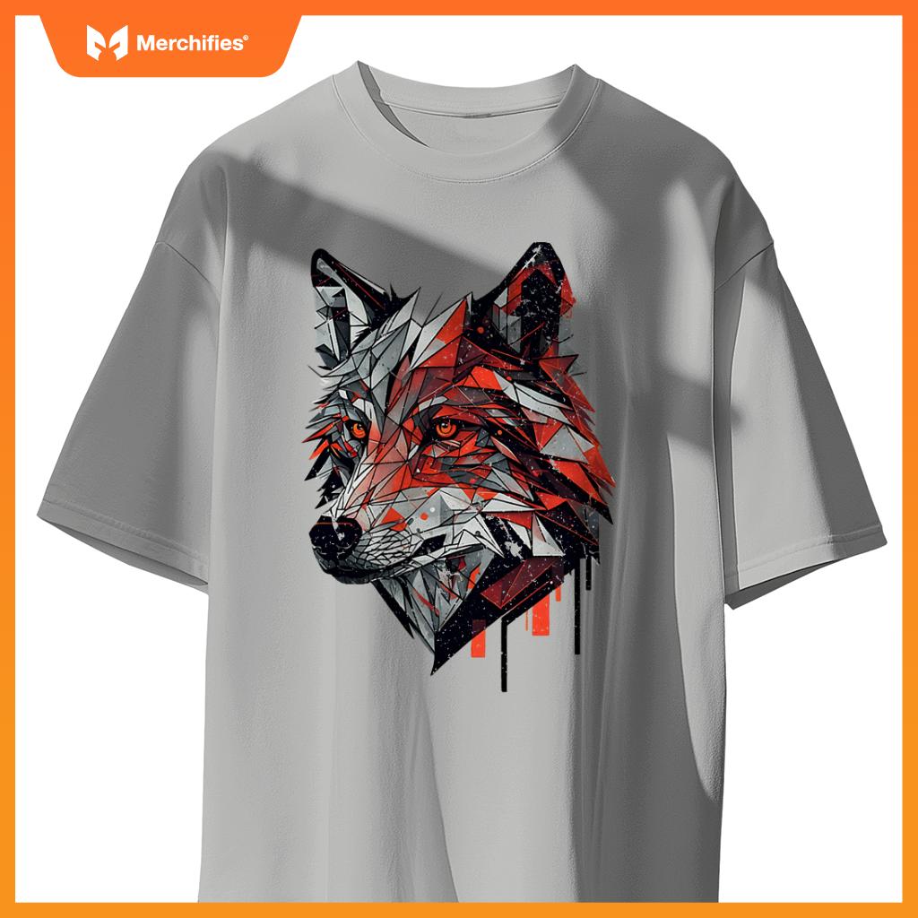 Wolf Head Animal Geometric Stylized Graphic Dog Minimal T-Shirt