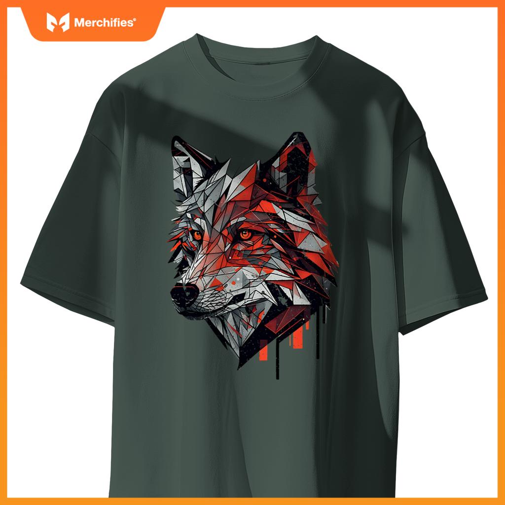 Wolf Head Animal Geometric Stylized Graphic Dog Minimal T-Shirt