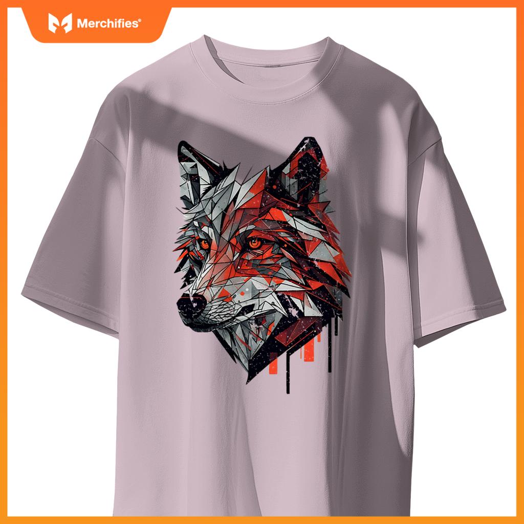 Wolf Head Animal Geometric Stylized Graphic Dog Minimal T-Shirt