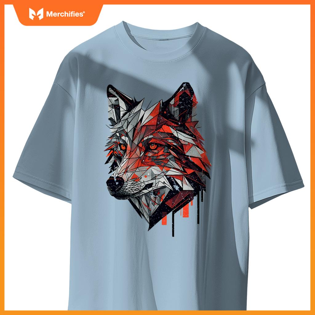 Wolf Head Animal Geometric Stylized Graphic Dog Minimal T-Shirt