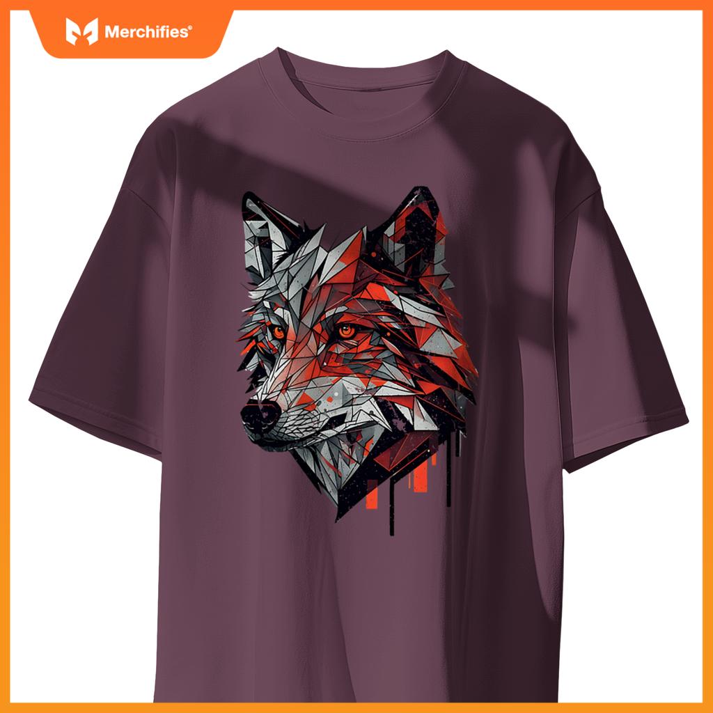 Wolf Head Animal Geometric Stylized Graphic Dog Minimal T-Shirt