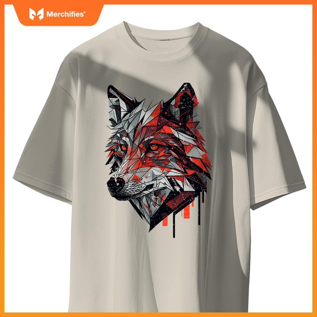 Wolf Head Animal Geometric Stylized Graphic Dog Minimal T-Shirt