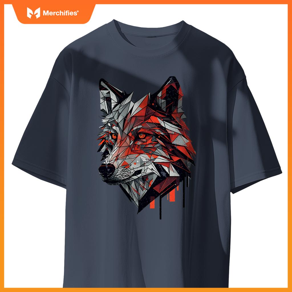 Wolf Head Animal Geometric Stylized Graphic Dog Minimal T-Shirt