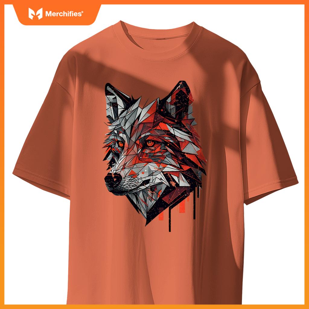 Wolf Head Animal Geometric Stylized Graphic Dog Minimal T-Shirt