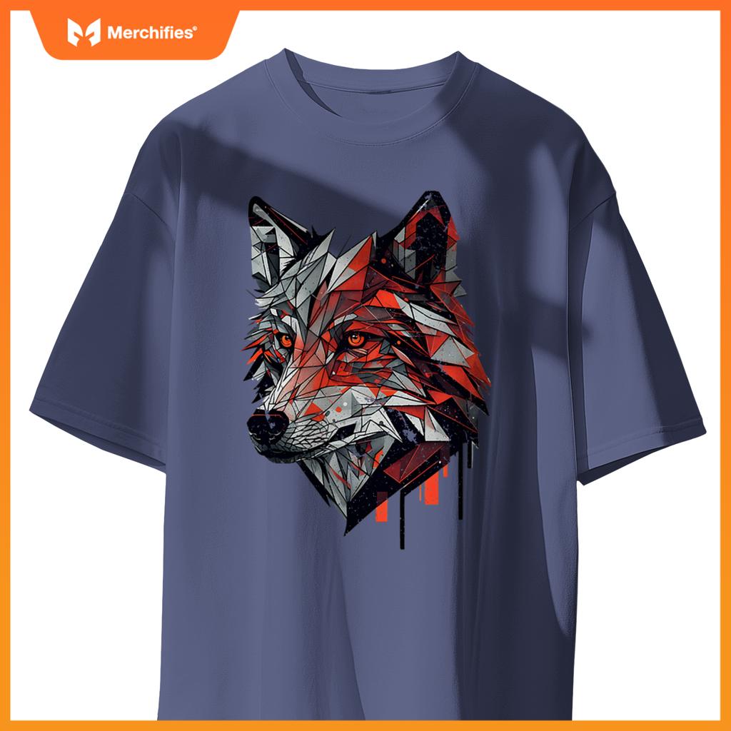 Wolf Head Animal Geometric Stylized Graphic Dog Minimal T-Shirt