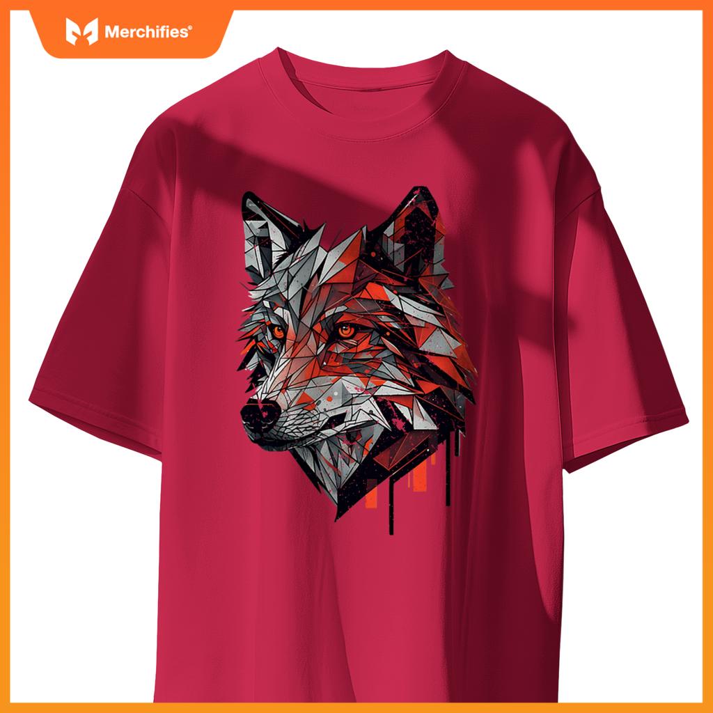 Wolf Head Animal Geometric Stylized Graphic Dog Minimal T-Shirt
