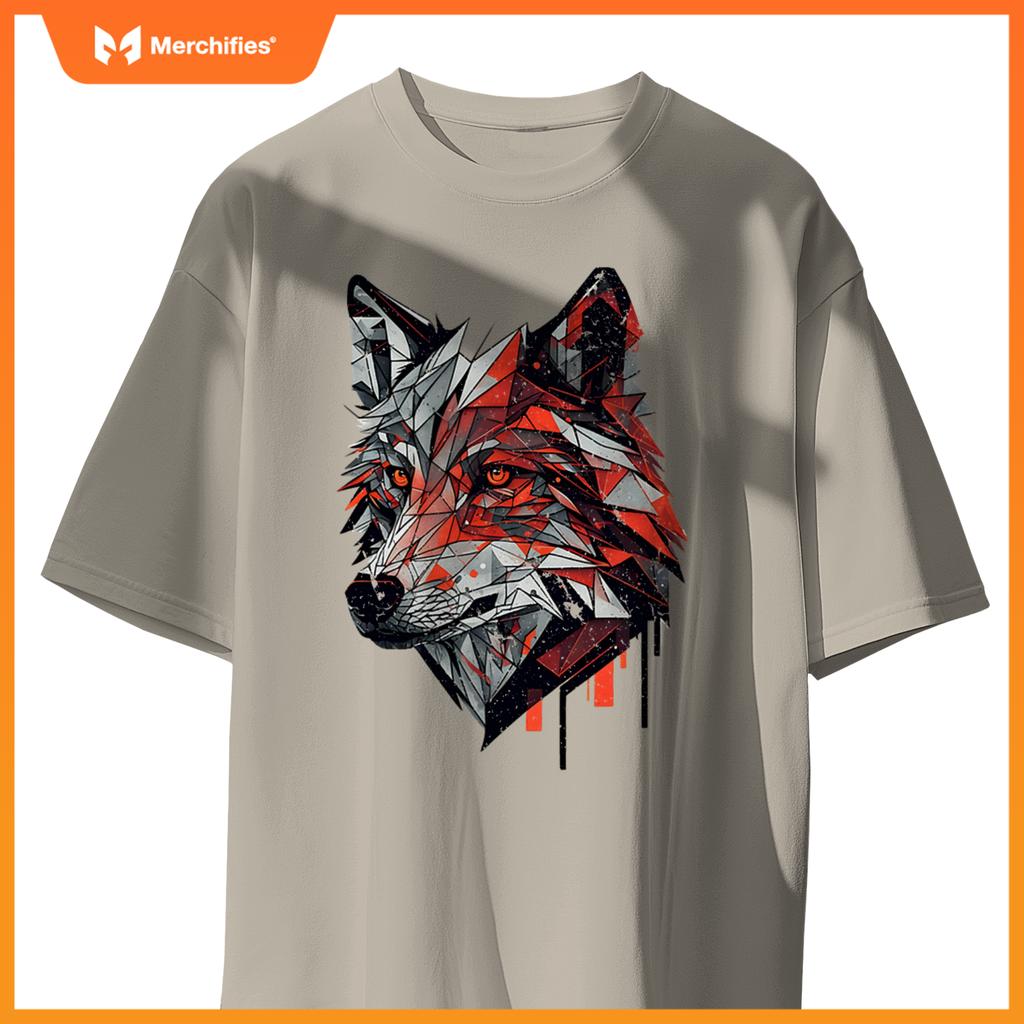 Wolf Head Animal Geometric Stylized Graphic Dog Minimal T-Shirt