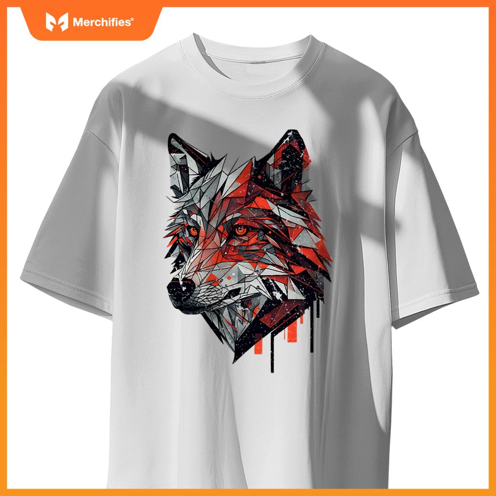 Wolf Head Animal Geometric Stylized Graphic Dog Minimal T-Shirt