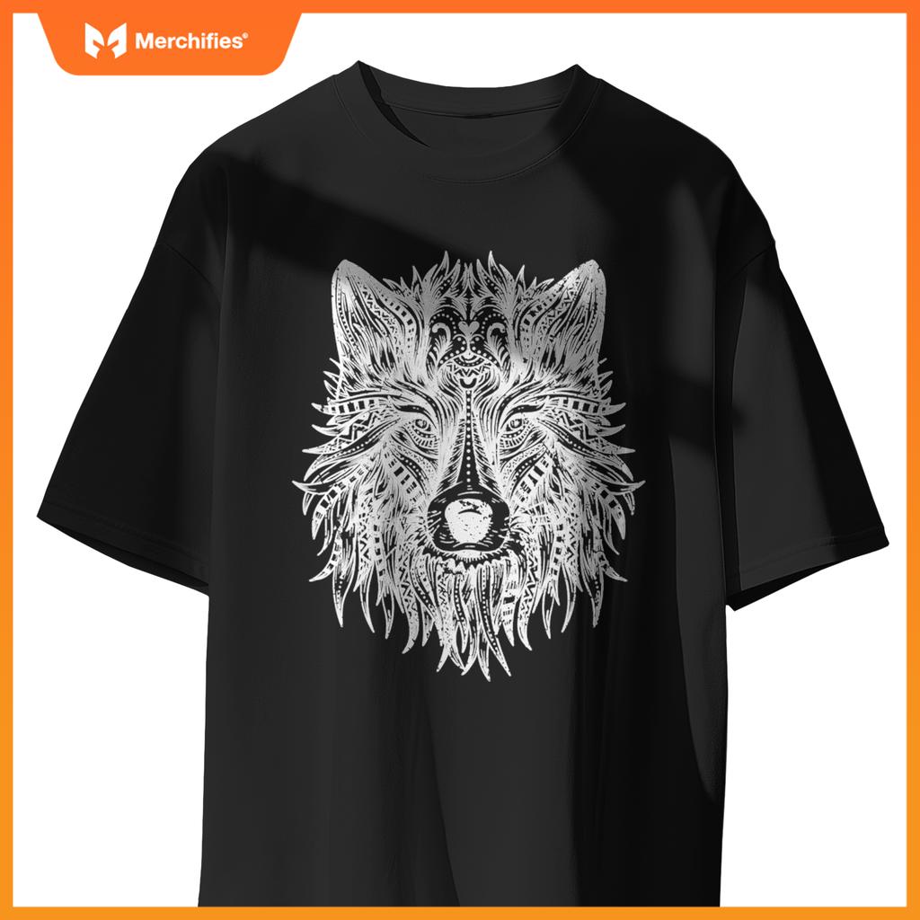 Wolf Head Mandala Pattern  Dogs Lovers And Wolf Fans T-Shirt