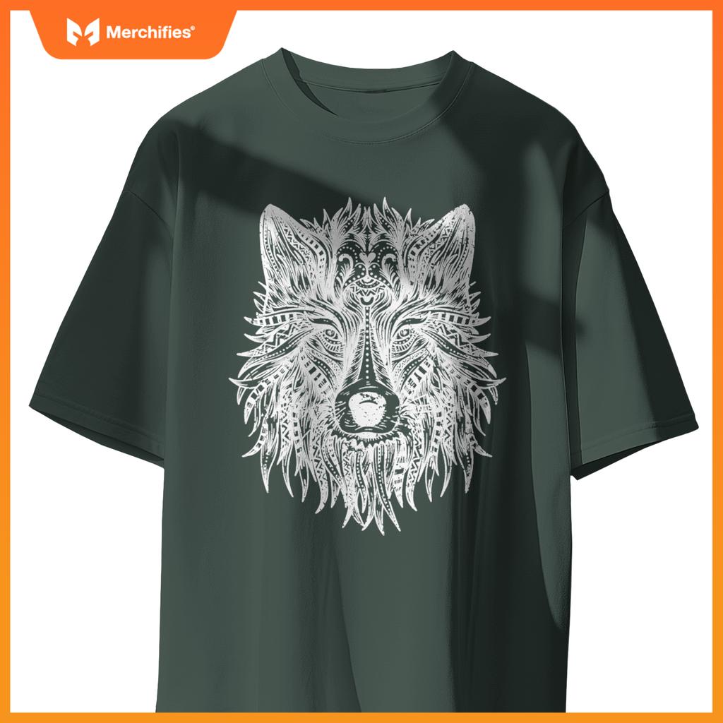 Wolf Head Mandala Pattern  Dogs Lovers And Wolf Fans T-Shirt