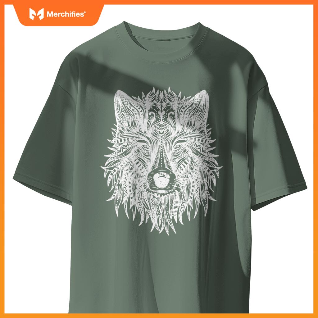 Wolf Head Mandala Pattern  Dogs Lovers And Wolf Fans T-Shirt