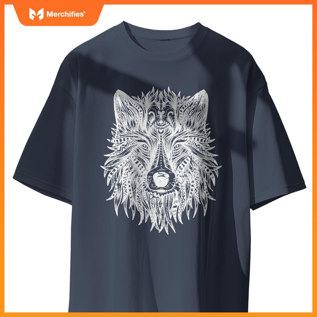 Wolf Head Mandala Pattern  Dogs Lovers And Wolf Fans T-Shirt
