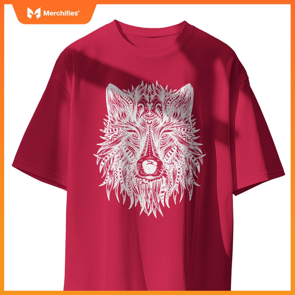 Wolf Head Mandala Pattern  Dogs Lovers And Wolf Fans T-Shirt